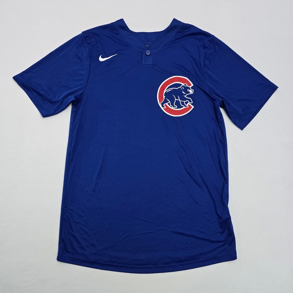 Nike Chicago Cubs MLB Performance Henley Practice Jersey Shirt Blue‎ Mens Small